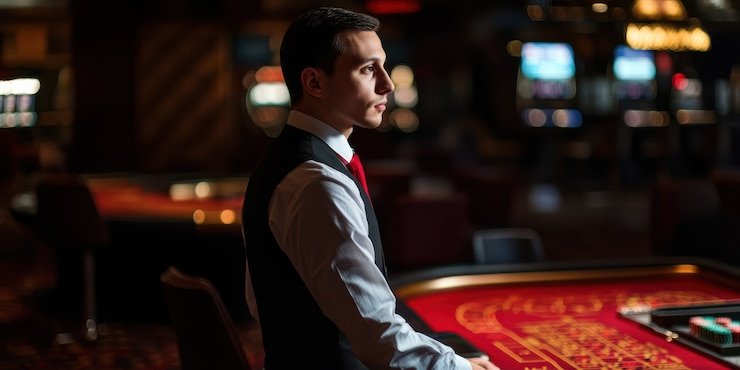 Live roulette dealer and wheel at spin gratis studio